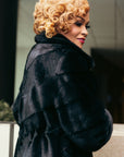 Black Full Skin & Sheared Mink Coat
