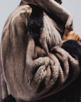 Dyed Gray Full Skin Mink Coat w/ Black Full Skin Mink Epaulettes