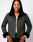 Denim Jacket with Mink Tux and Cuffs