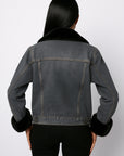 Denim Jacket with Mink Tux and Cuffs