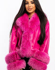 Pink Leather Jacket with Fox