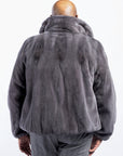 Dyed Grey Sheared Mink Bomber