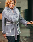 Grey Wool Jacket w/ Fox Trim