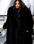 Sculptured Ranch Mink Coat with Fox Tux