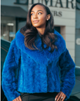 Sculptured Mink Electric Blue + Fox Trim