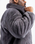 Dyed Grey Sheared Mink Bomber