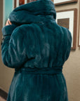 Navy Blue Fully Let Out Flared Mink Stroller w/ Belt