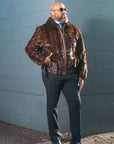 Mahogany Sculptured Mink Bomber