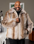 Men's Crystal Dyed Full Skin Raccoon Jacket