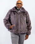 Dyed Grey Sheared Mink Bomber