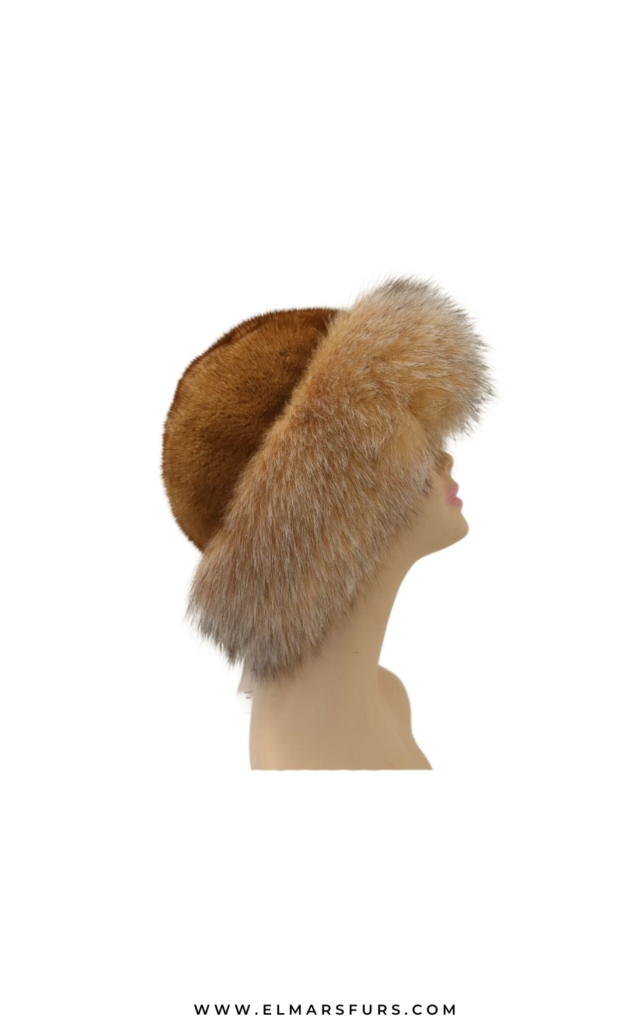 Diomi Luxurious Mink & Fox Fur Brown Hat Belle Knit Mink Beanie Hat with Fox Fur Pom Pom in Brown  main image 2