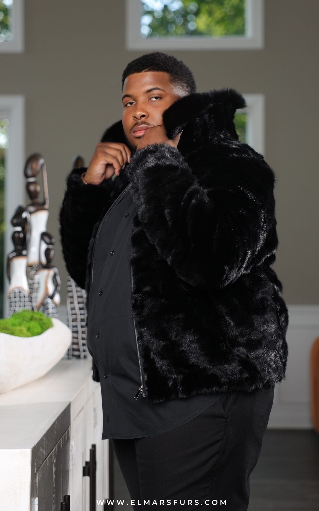 Men's Sculptured Mink Jacket with Fox Trim – ElMar's Furs