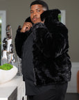 Men's Sculptured Mink Jacket with Fox Trim