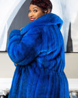 Women's Electric Blue Mink Swing Coat