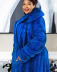 Women's Electric Blue Mink Swing Coat