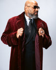 Burgundy Sheared Mink Coat w/ Burgundy Full Mink Epaulettes