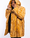 Whiskey Mink Hooded Sculptured Mink Stroller