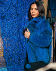 Electric Blue Cross Mink Jacket