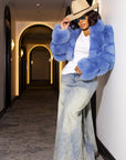 Baby Blue Crop Fox Jacket