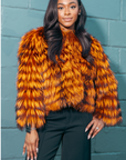 Orange Dyed Silver Fox Jacket