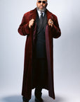 Burgundy Sheared Mink Coat w/ Burgundy Full Mink Epaulettes