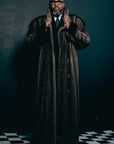 Dyed Gray Full Skin Mink Coat w/ Black Full Skin Mink Epaulettes