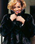 Black Full Skin & Sheared Mink Coat