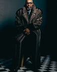 Dyed Gray Full Skin Mink Coat w/ Black Full Skin Mink Epaulettes