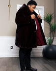 Burgundy Full Mink 3/4 Stroller w/ Hood