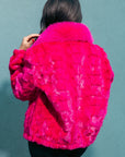 Pink Sculptured Mink Jacket with Fox Collar