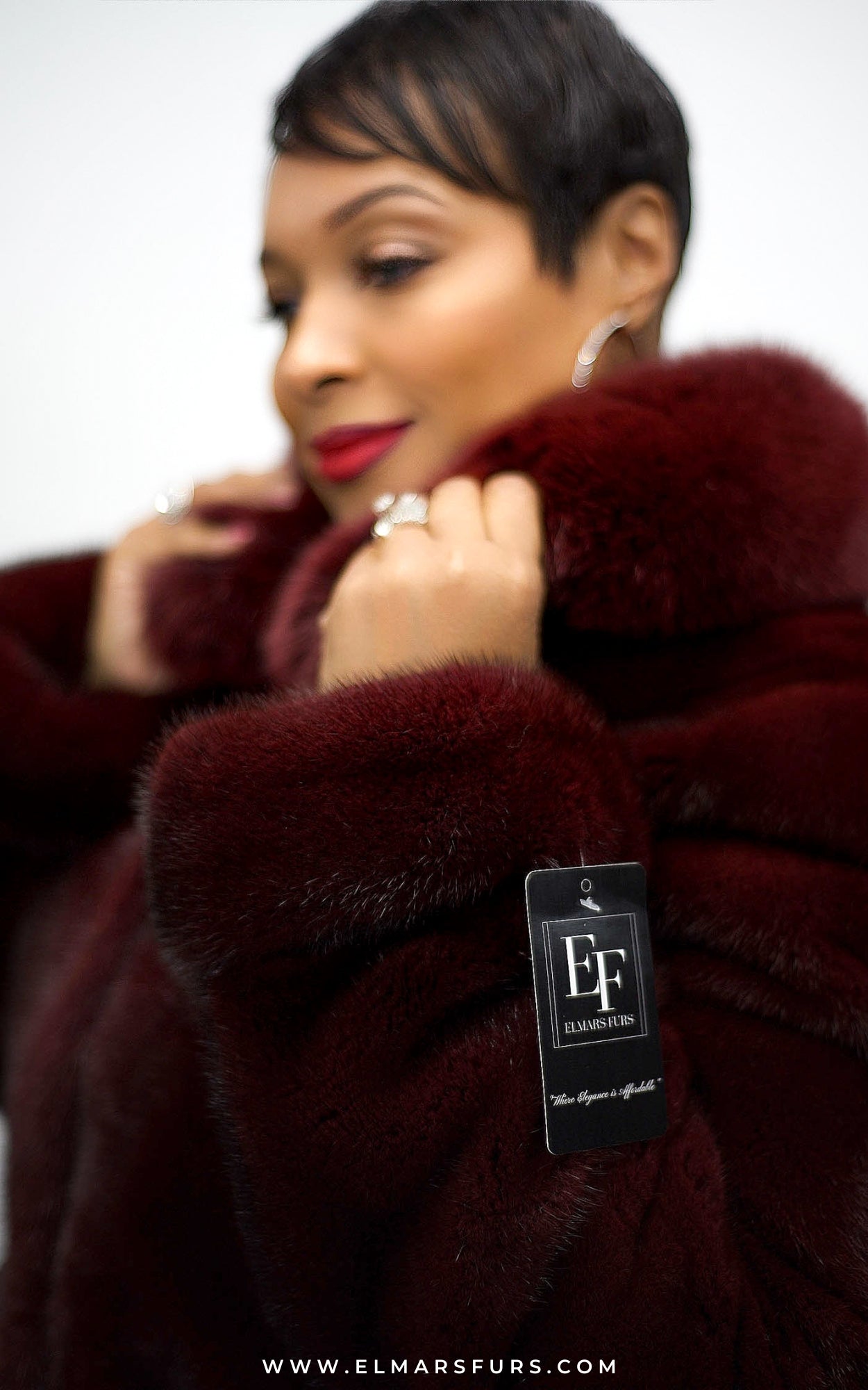 Burgundy Fully Let Out Jacket with Fox Collar