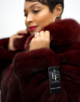 Burgundy Fully Let Out Jacket with Fox Collar