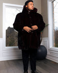 Burgundy Full Mink 3/4 Stroller w/ Hood