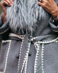 Grey Wool Jacket w/ Fox Trim
