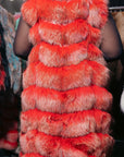 Dyed Red Long Fox Length Vest