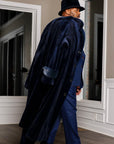 Navy Sheared Fully Let Out Full Length Coat