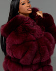 Burgundy Fox Full Length Jacket