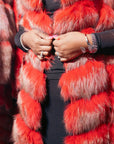Dyed Red Long Fox Length Vest