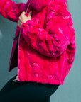Pink Sculptured Mink Jacket with Fox Collar
