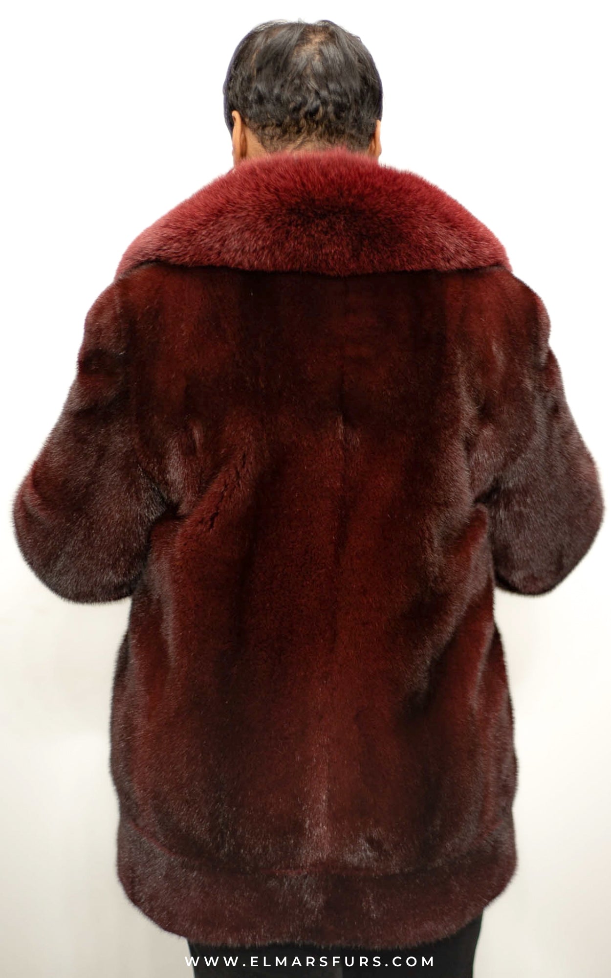 Burgundy Fully Let Out Jacket with Fox Collar