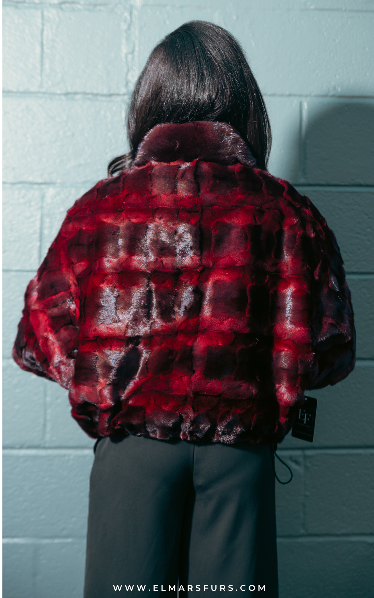 Burgundy Sculptured Mink Crop Jacket