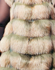 Dyed Green and Crystal Fox Long Fox Vest