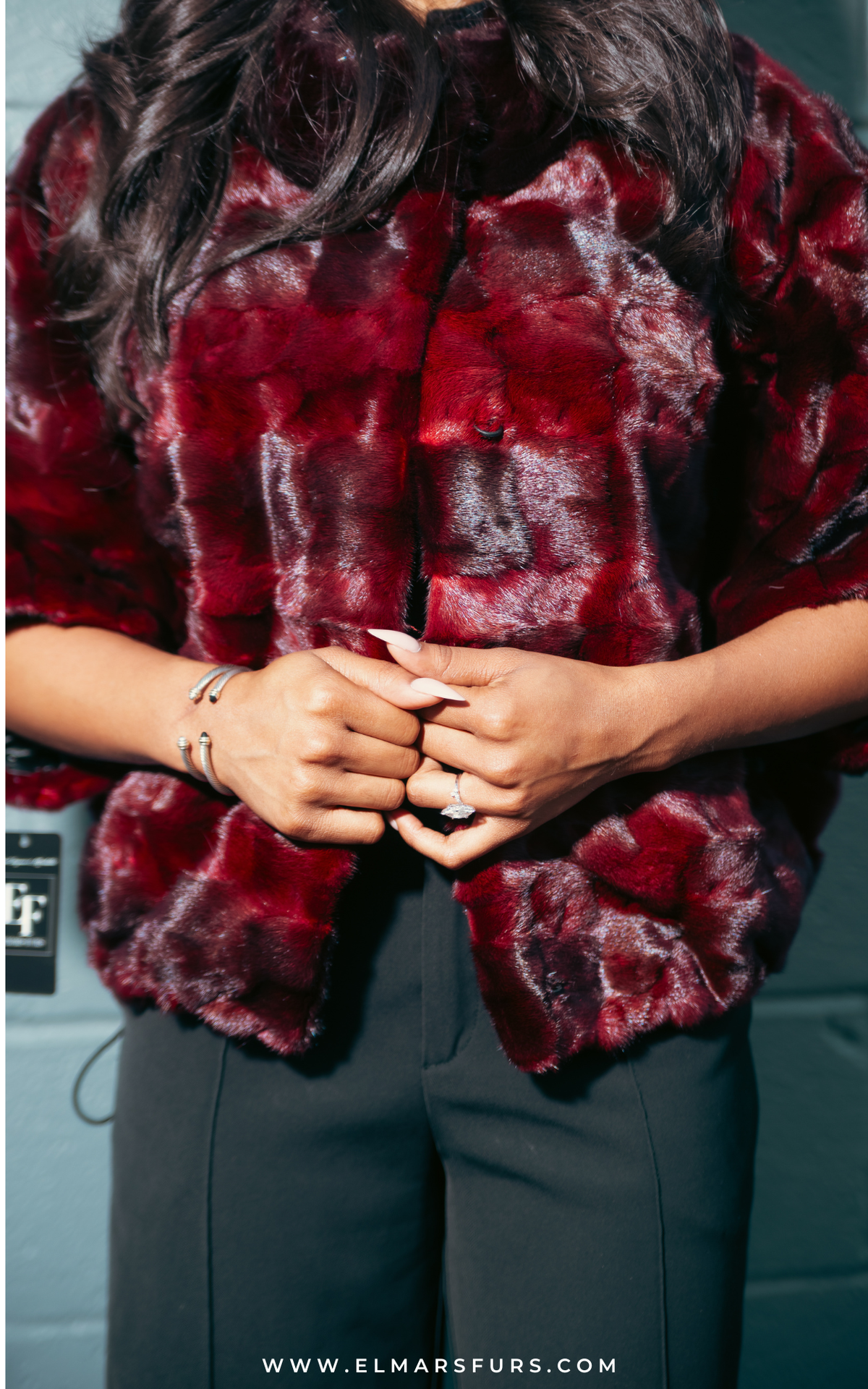 Burgundy Sculptured Mink Crop Jacket