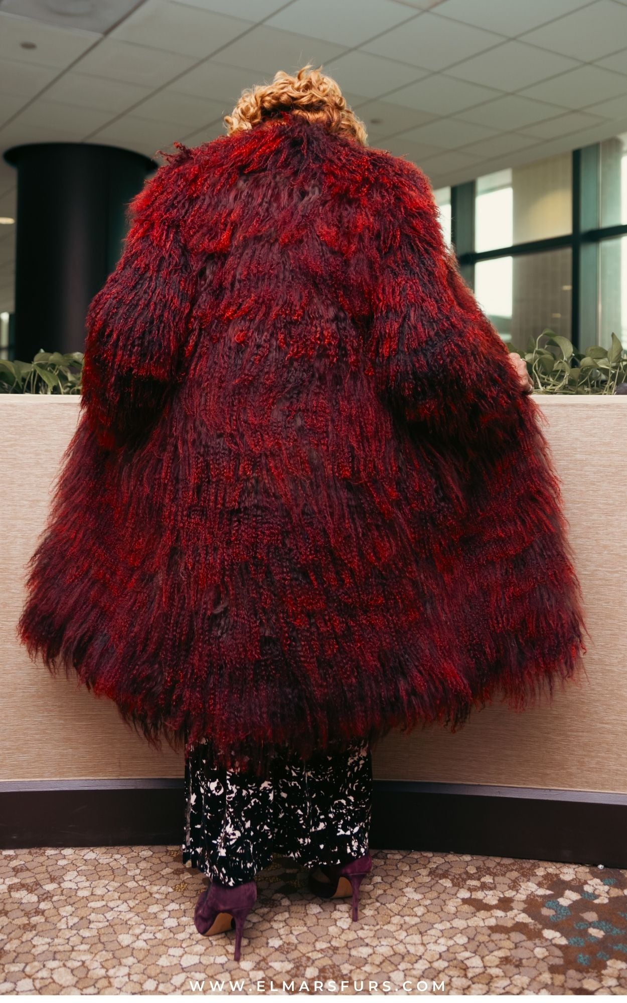 Wine Tibetan Lamb Coat