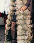 Dyed Green and Crystal Fox Long Fox Vest