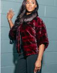 Burgundy Sculptured Mink Crop Jacket