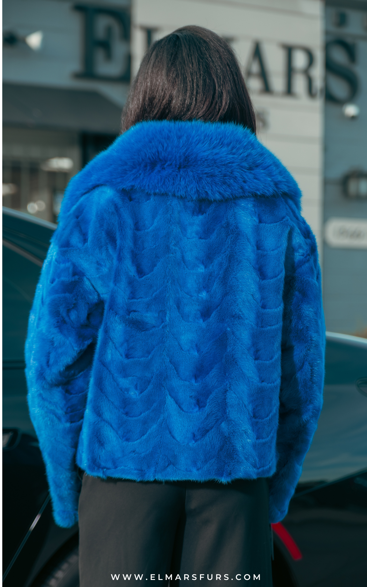 Sculptured Mink Electric Blue + Fox Trim