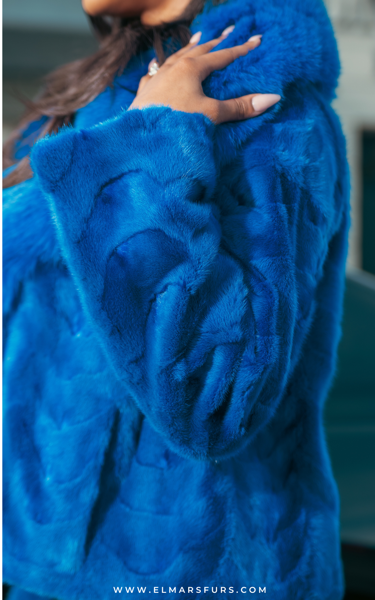 Sculptured Mink Electric Blue + Fox Trim