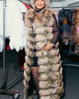 Dyed Green and Crystal Fox Long Fox Vest