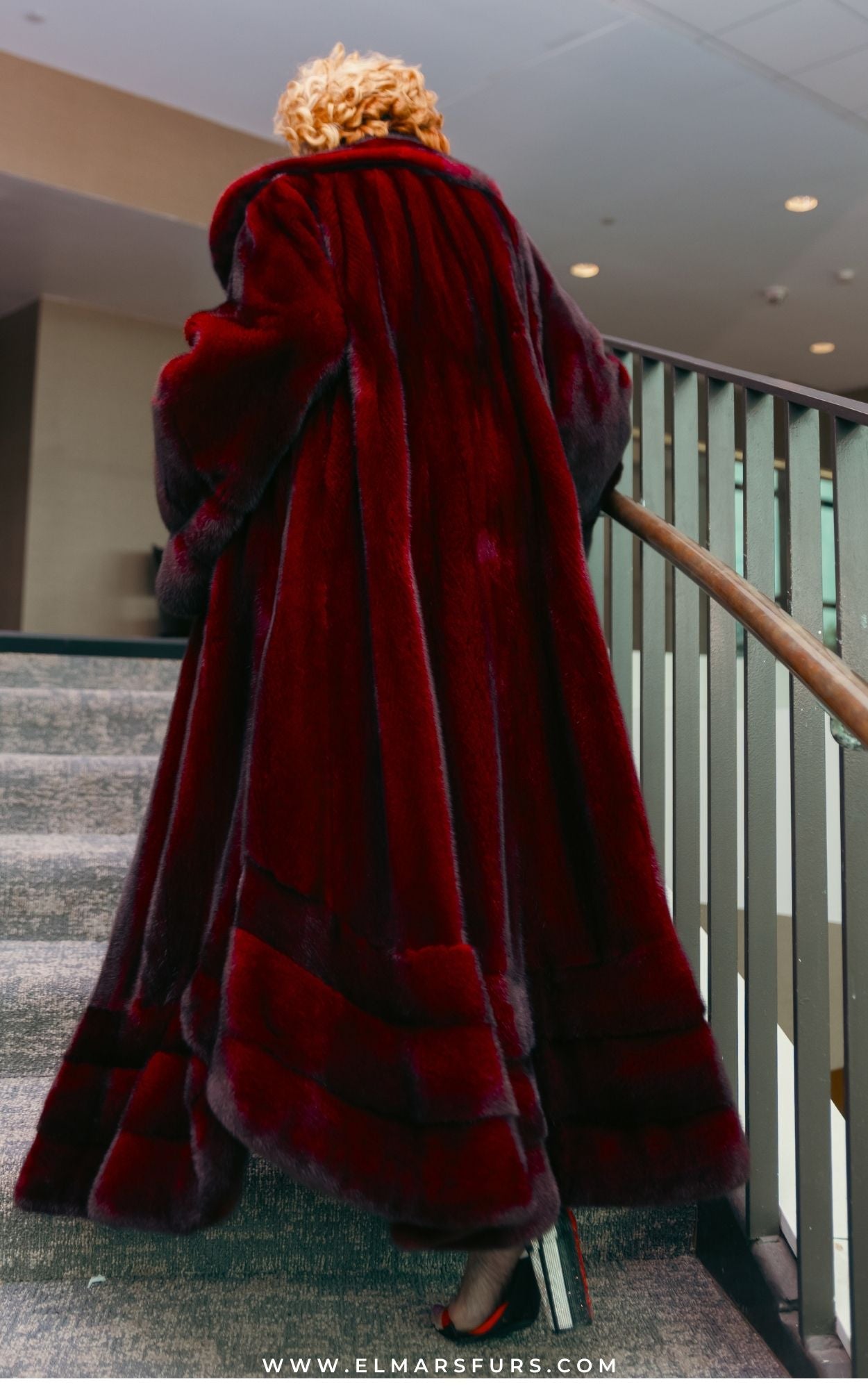 Burgundy Full Length Mink w/ Tulip Cuffs and Bottom